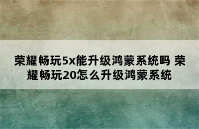 荣耀畅玩5x能升级鸿蒙系统吗 荣耀畅玩20怎么升级鸿蒙系统